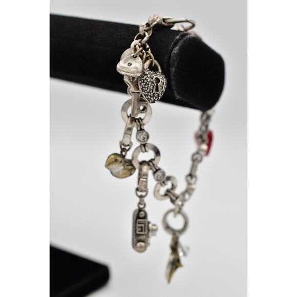 Fossil Vintage Charm Bracelet NYC Apple Camera Peace Bird Heart Key Rare BinAW - Picture 6 of 12